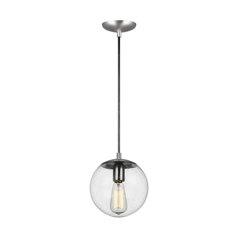 Visual Comfort Studio 6501801-04 Leo - Hanging Globe One Light Pendant, Satin Aluminum