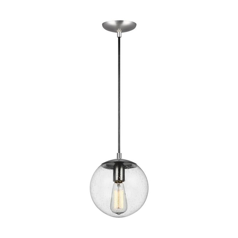 Visual Comfort Studio 6501801EN7-04 Leo - Hanging Globe One Light Pendant, Satin Aluminum