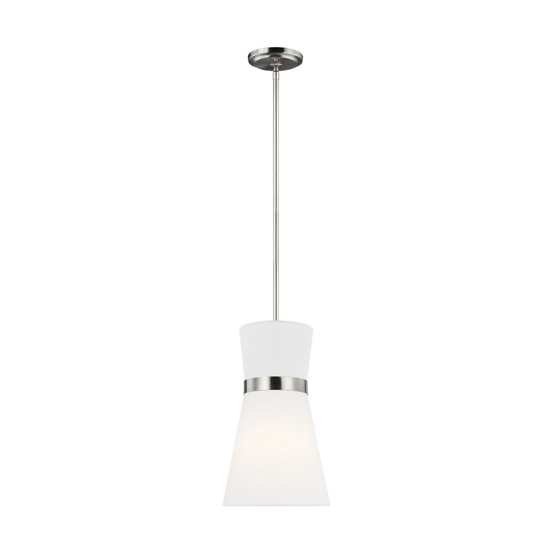 Visual Comfort Studio 6590501EN3-962 Clark One Light Pendant, Brushed Nickel