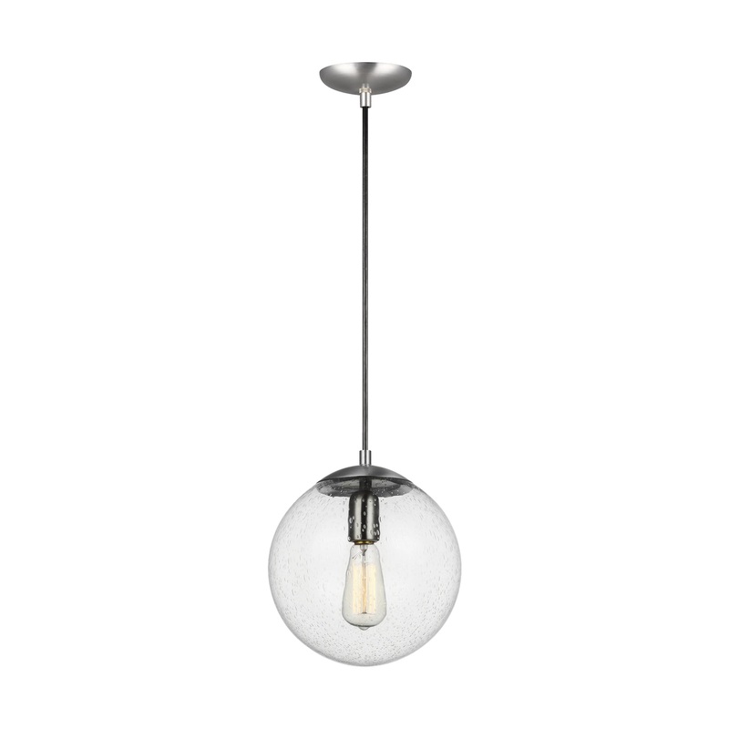 Visual Comfort Studio 6601801-04 Leo - Hanging Globe One Light Pendant, Satin Aluminum