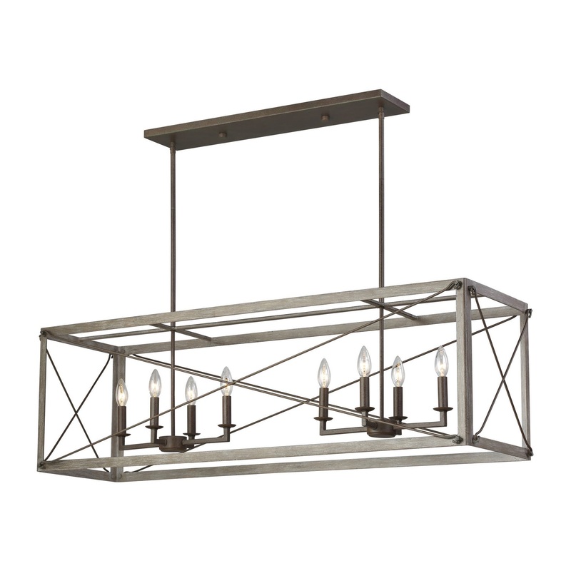 Visual Comfort Studio 6626308-872 Thornwood Eight Light Island Pendant, Washed Pine (Discontinued)