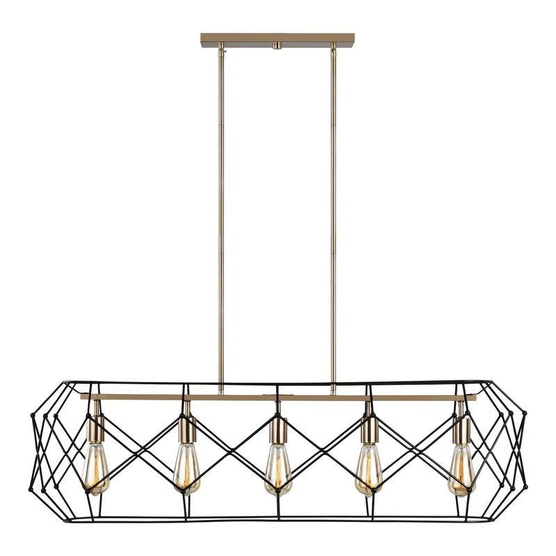Visual Comfort Studio 6634105-848 Zarra Five Light Linear Chandelier, Satin Brass