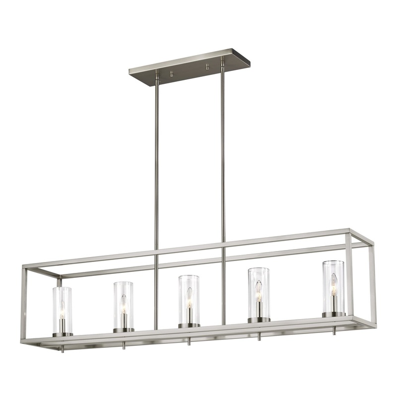 Visual Comfort Studio 6690305-962 Zire Five Light Island Pendant, Brushed Nickel
