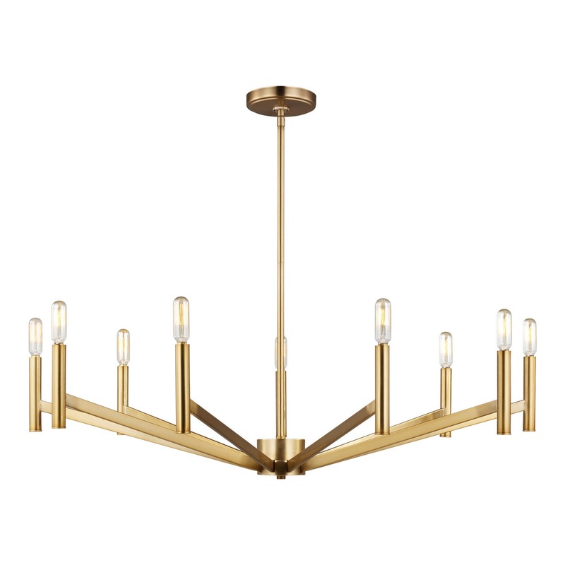 Visual Comfort Studio 3124309-848 Vector Nine Light Chandelier, Satin Brass