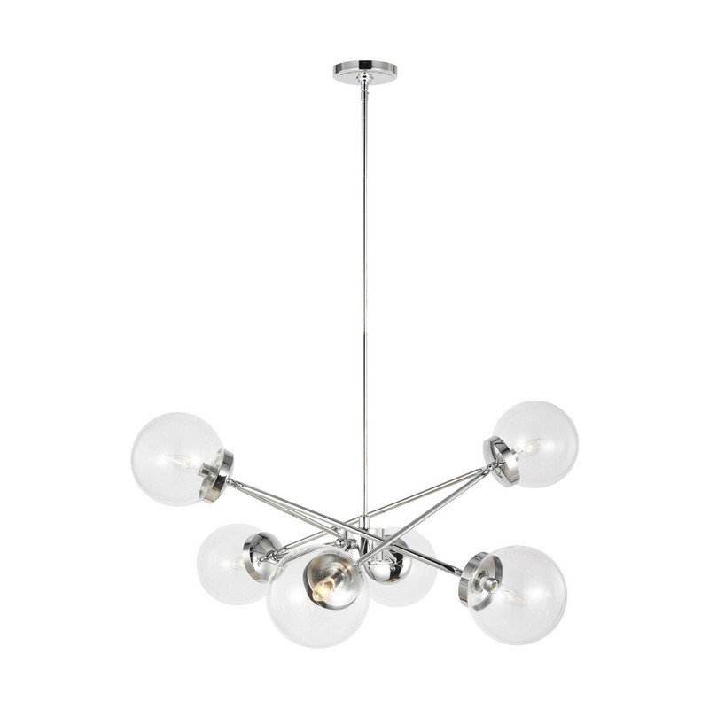 Visual Comfort Studio 3182706-05 Tierney Six Light Chandelier, Chrome (Discontinued)