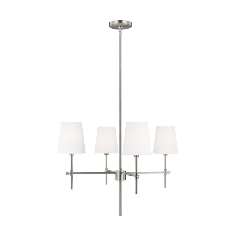 Visual Comfort Studio 3187204-962 Baker Four Light Chandelier, Brushed Nickel