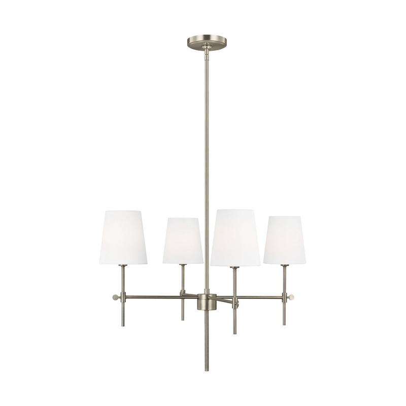 Visual Comfort Studio 3187204EN-965 Baker Four Light Chandelier, Antique Brushed Nickel (Discontinued)