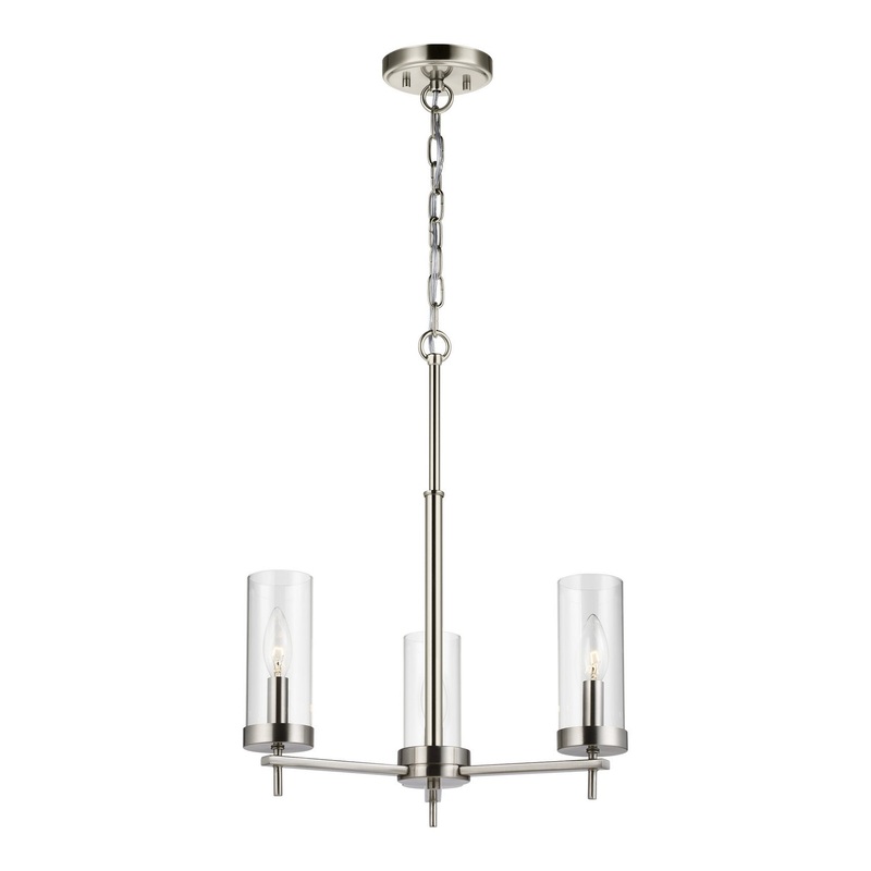 Visual Comfort Studio 3190303-962 Zire Three Light Chandelier, Brushed Nickel