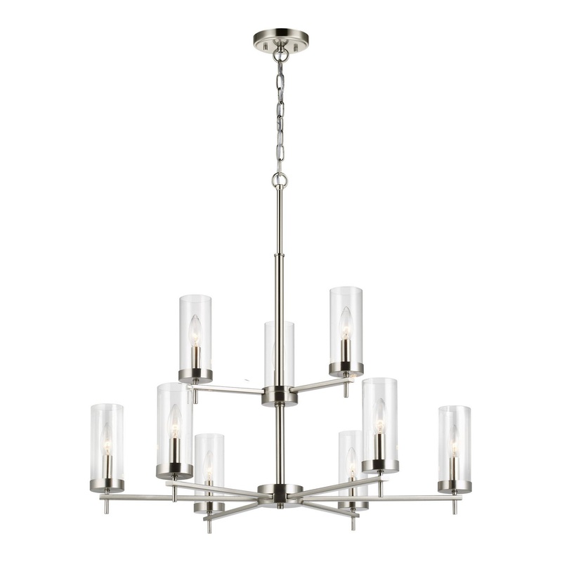 Visual Comfort Studio 3190309-962 Zire Nine Light Chandelier, Brushed Nickel
