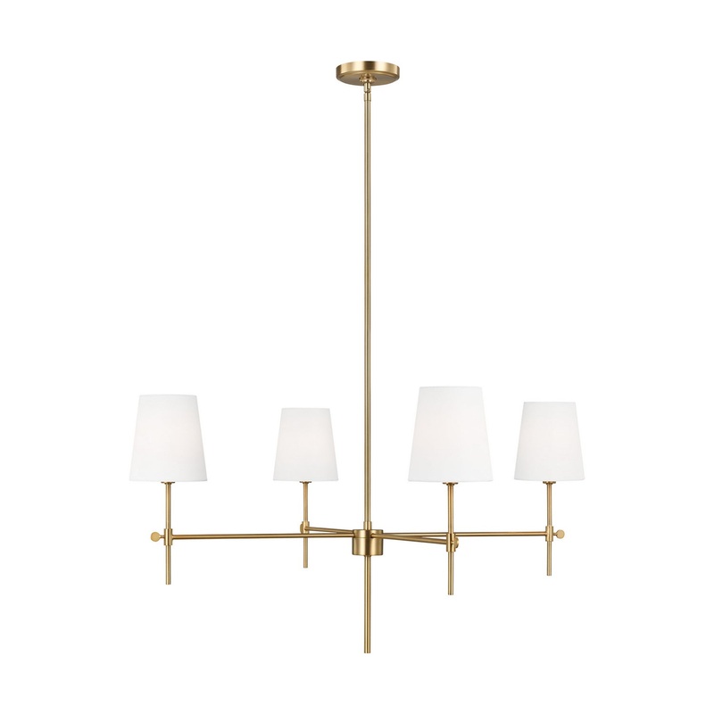 Visual Comfort Studio 3287204-848 Baker Four Light Chandelier, Satin Brass