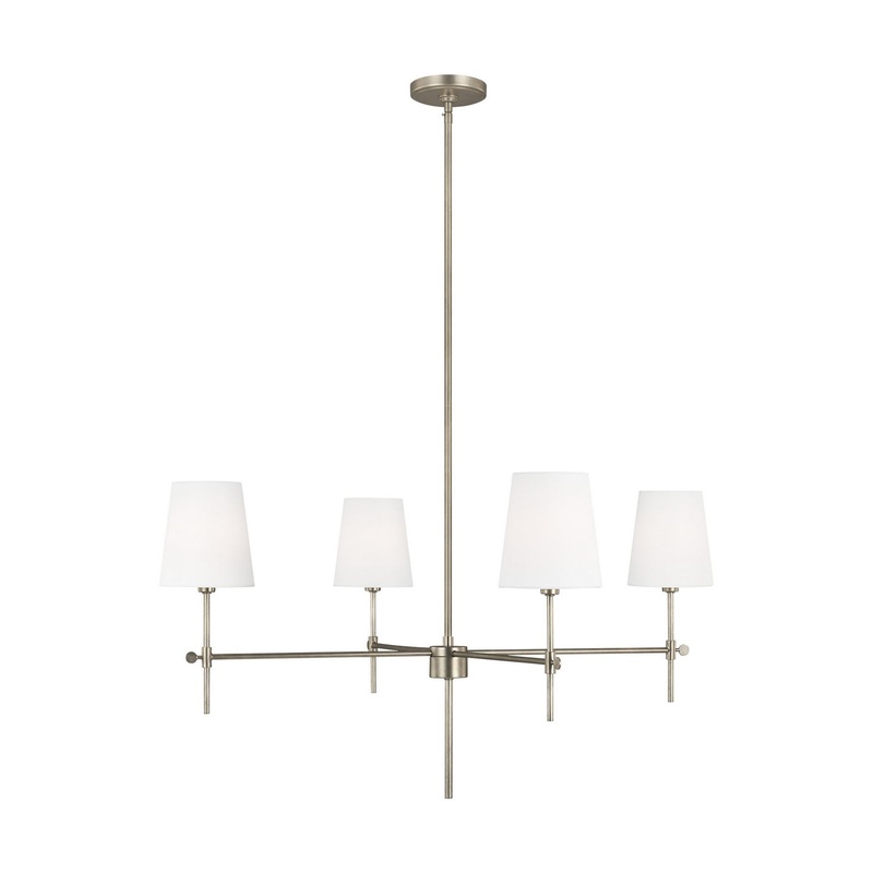Visual Comfort Studio 3287204-965 Baker Four Light Chandelier, Antique Brushed Nickel (Discontinued)