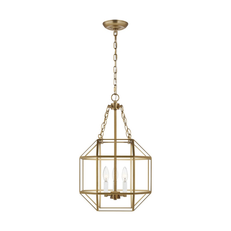 Visual Comfort Studio 5179403-848 Morrison Three Light Lantern, Satin Brass
