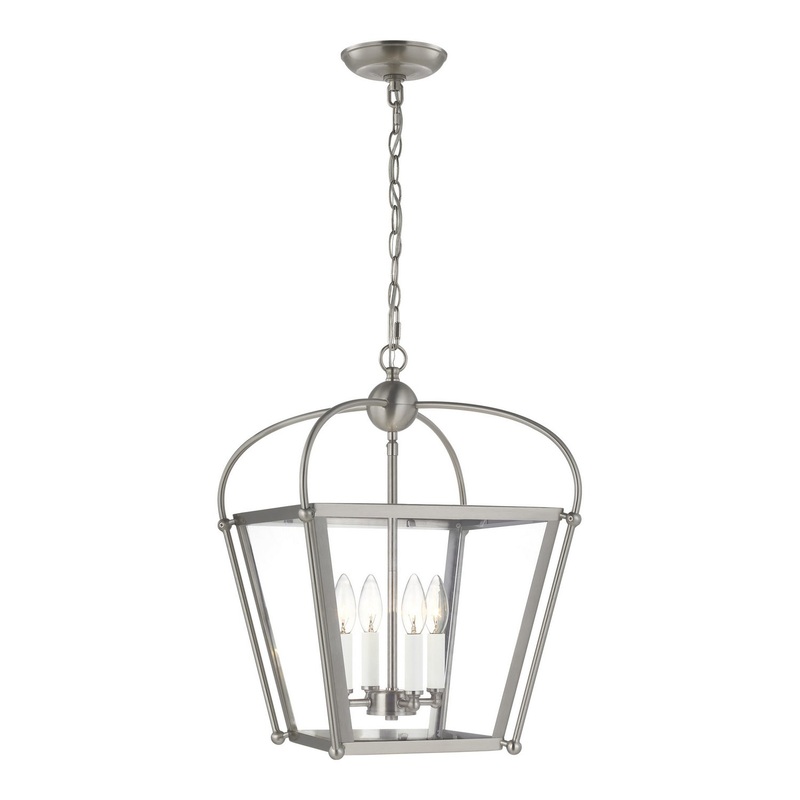 Visual Comfort Studio 5191004EN-962 Charleston Four Light Lantern, Brushed Nickel (Discontinued)