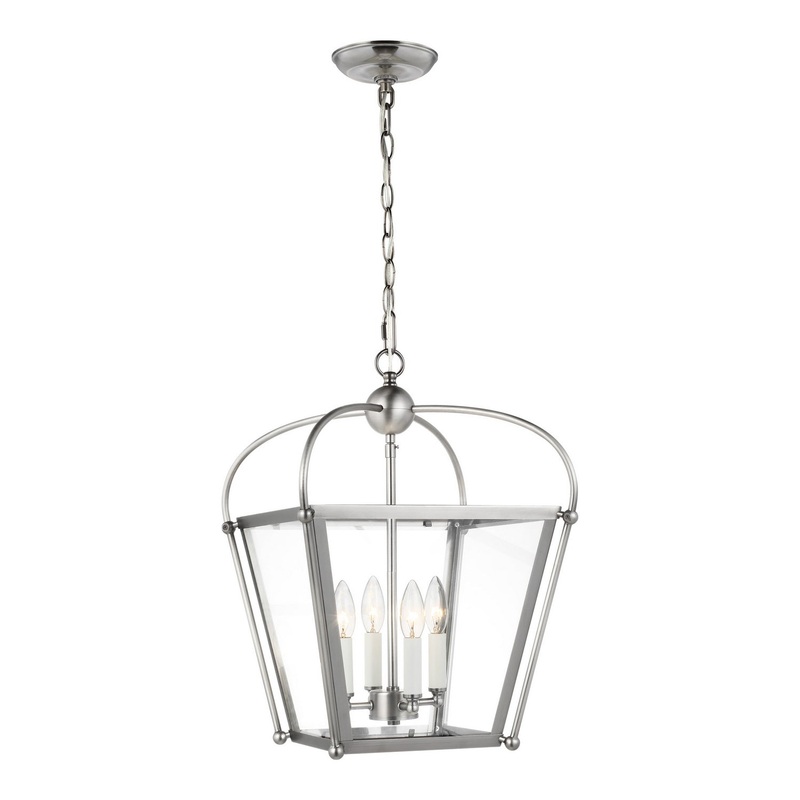 Visual Comfort Studio 5191004EN-965 Charleston Four Light Lantern, Antique Brushed Nickel (Discontinued)