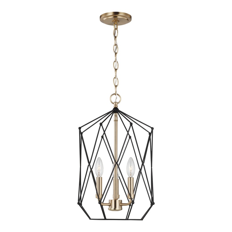 Visual Comfort Studio 5234103-848 Zarra Three Light Lantern, Satin Brass