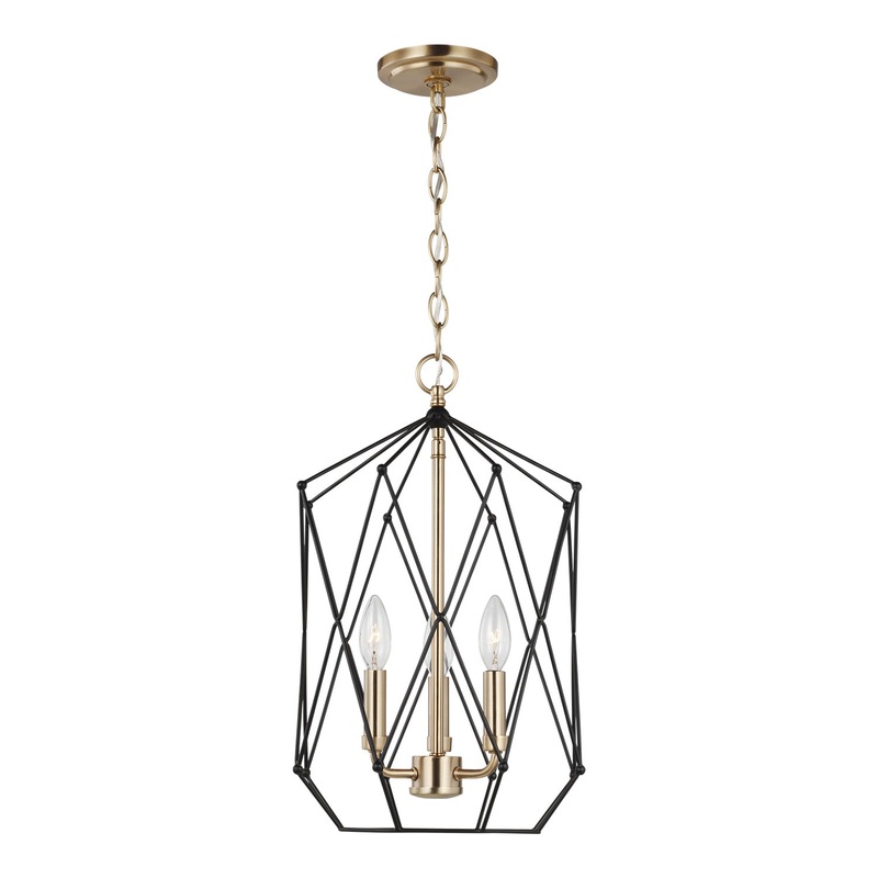 Visual Comfort Studio 5234103EN-848 Zarra Three Light Lantern, Satin Brass