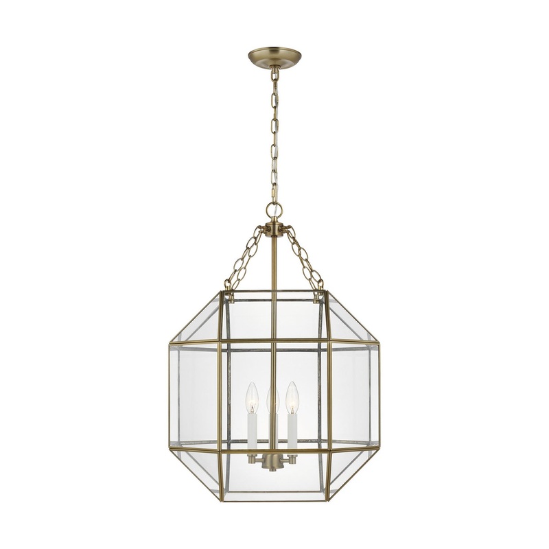 Visual Comfort Studio 5279403-848 Morrison Three Light Lantern, Satin Brass