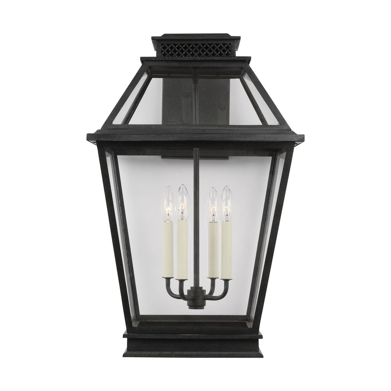 Visual Comfort Studio CO1044DWZ Falmouth Four Light Outdoor Wall Lantern, Dark Weathered Zinc