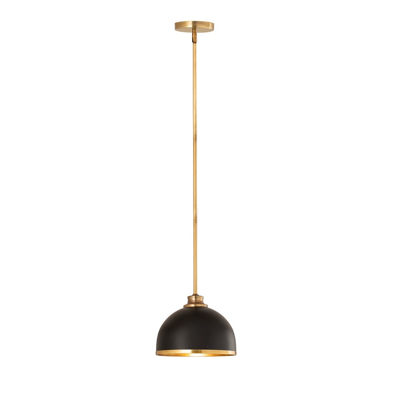 Z-Lite 1004P10-MB-RB Landry One Light Pendant, Matte Black / Rubbed Brass