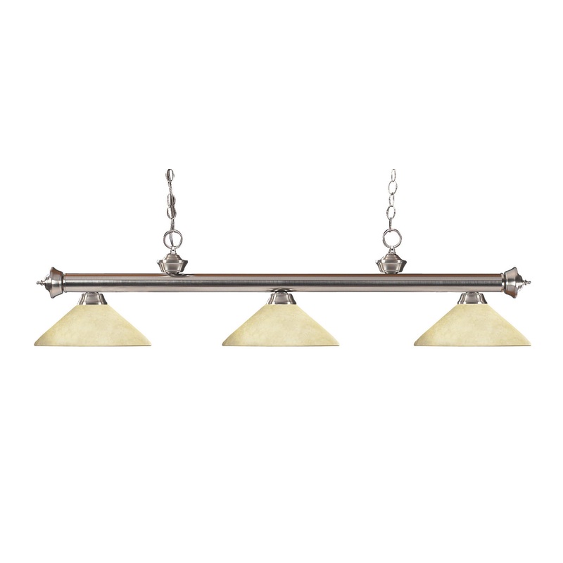 Z-Lite 100703BN-AGM14 Riviera Three Light Island Pendant, Brushed Nickel