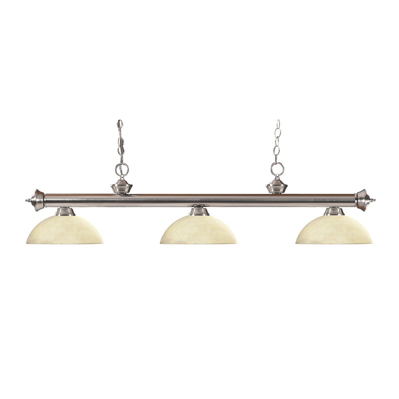Z-Lite 100703BN-DGM14 Riviera Three Light Island Pendant, Brushed Nickel