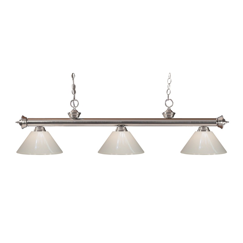 Z-Lite 100703BN-PWH Riviera Three Light Island Pendant, Brushed Nickel