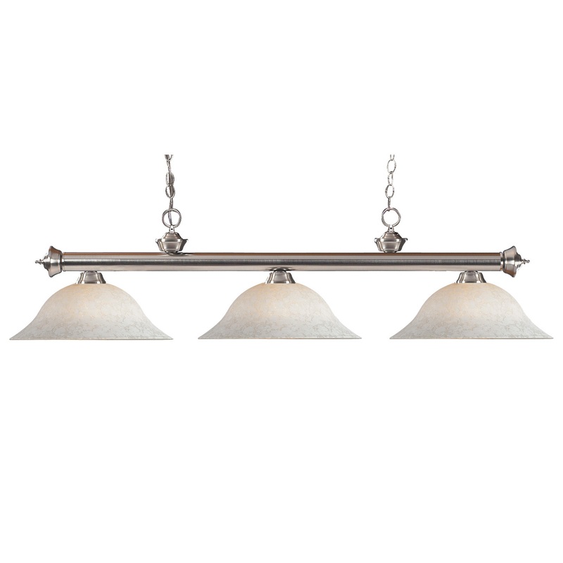 Z-Lite 100703BN-WM16 Riviera Three Light Island Pendant, Brushed Nickel