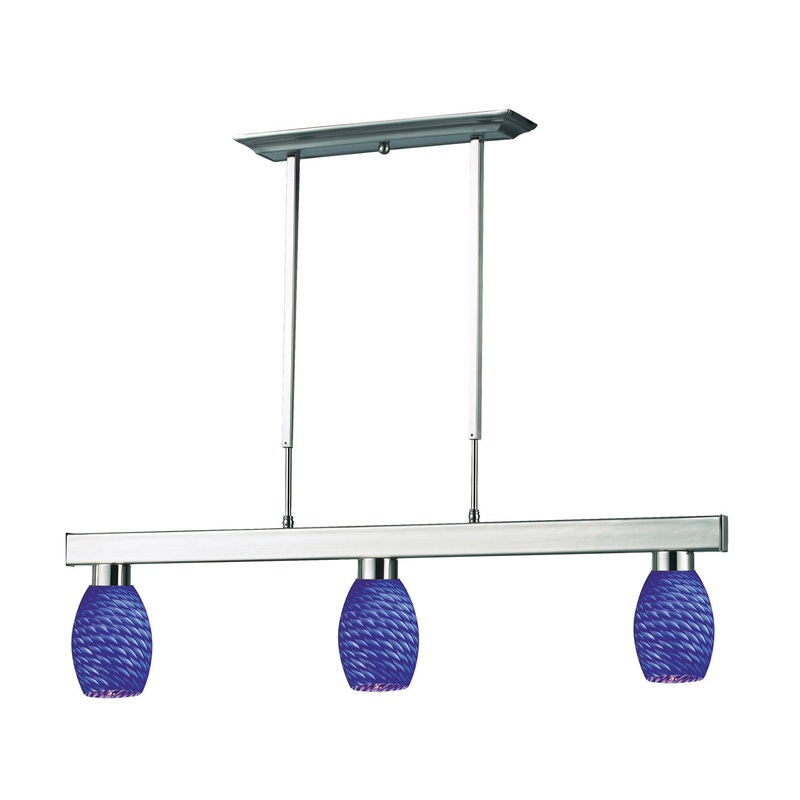 Z-Lite 152BN-131BLUE Players Three Light Island Pendant, Brushed Nickel