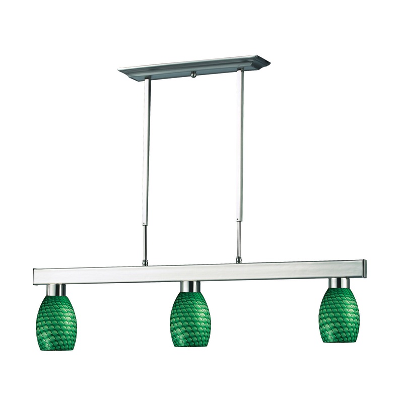 Z-Lite 152BN-131GREEN Cobalt Three Light Island Pendant, Brushed Nickel