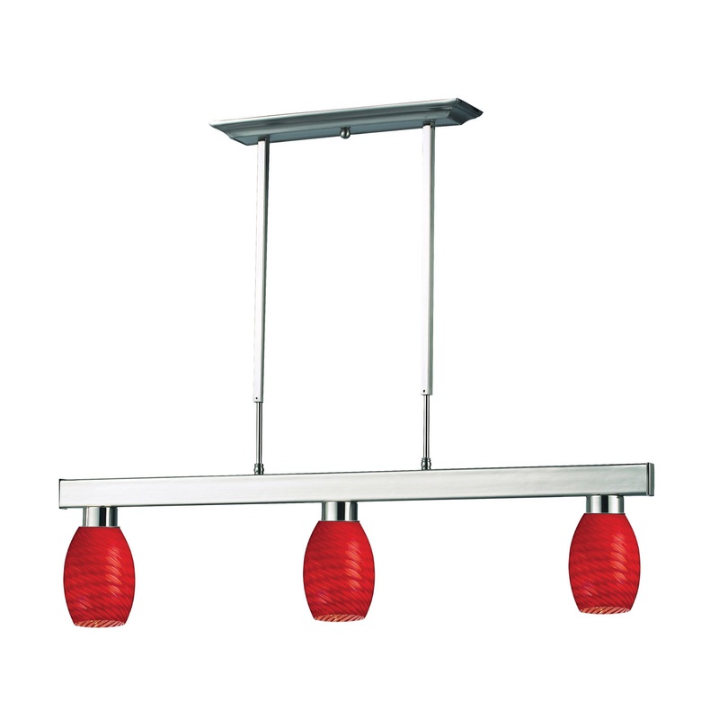 Z-Lite 152BN-131RED Players Three Light Island Pendant, Brushed Nickel