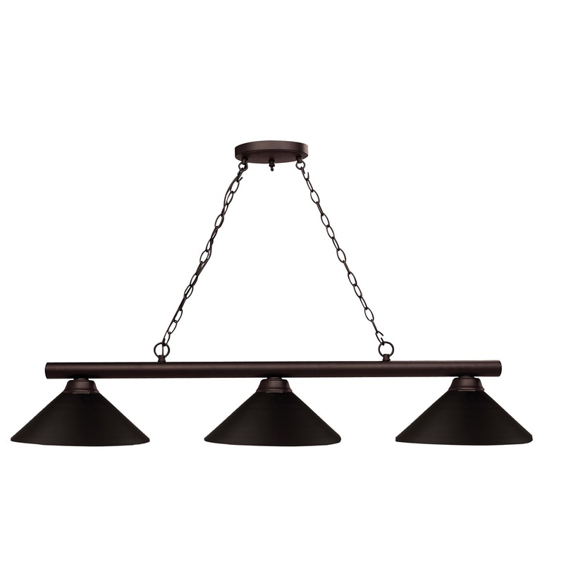 Z-Lite 155-3BRZ-MBRZ Shooter Three Light Island Pendant, Bronze