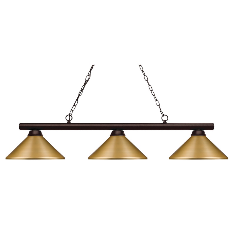 Z-Lite 155-3BRZ-MSG Shooter Three Light Island Pendant, Bronze