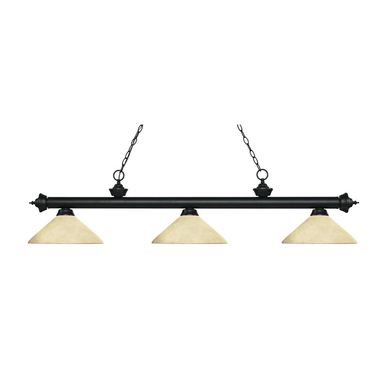 Z-Lite 200-3MB-AGM14 Riviera Three Light Island Pendant, Matte Black