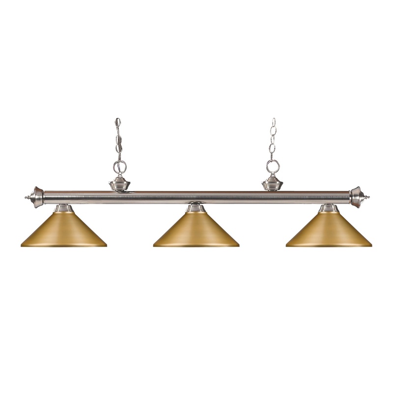 Z-Lite 100703BN-MSG Riviera Three Light Island Pendant, Brushed Nickel