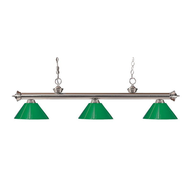 Z-Lite 100703BN-PGR Riviera Three Light Island Pendant, Brushed Nickel