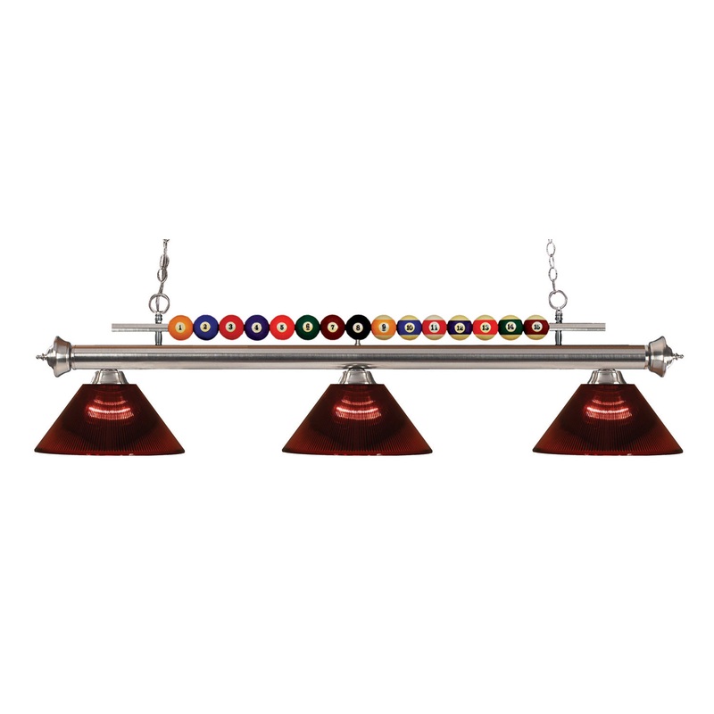 Z-Lite 170BN-ARBG Shark Three Light Island Pendant, Brushed Nickel