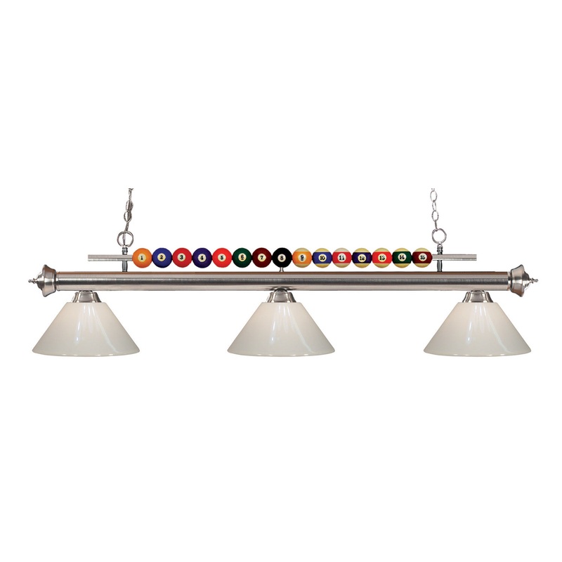 Z-Lite 170BN-PWH Shark Three Light Island Pendant, Brushed Nickel