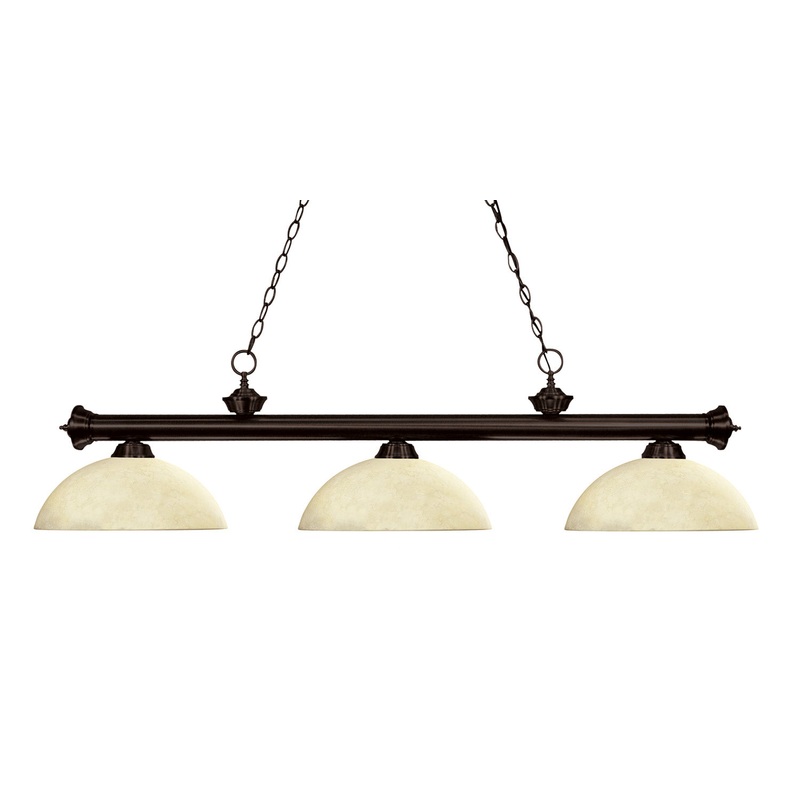 Z-Lite 200-3BRZ-DGM14 Riviera Three Light Island Pendant, Bronze