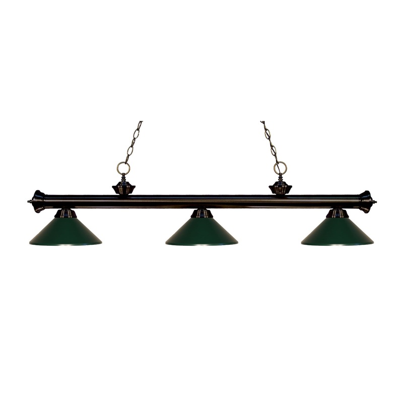 Z-Lite 200-3BRZ-MDG Riviera Three Light Island Pendant, Bronze