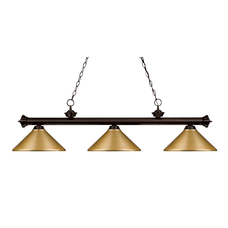 Z-Lite 200-3BRZ-MSG Riviera Three Light Island Pendant, Bronze