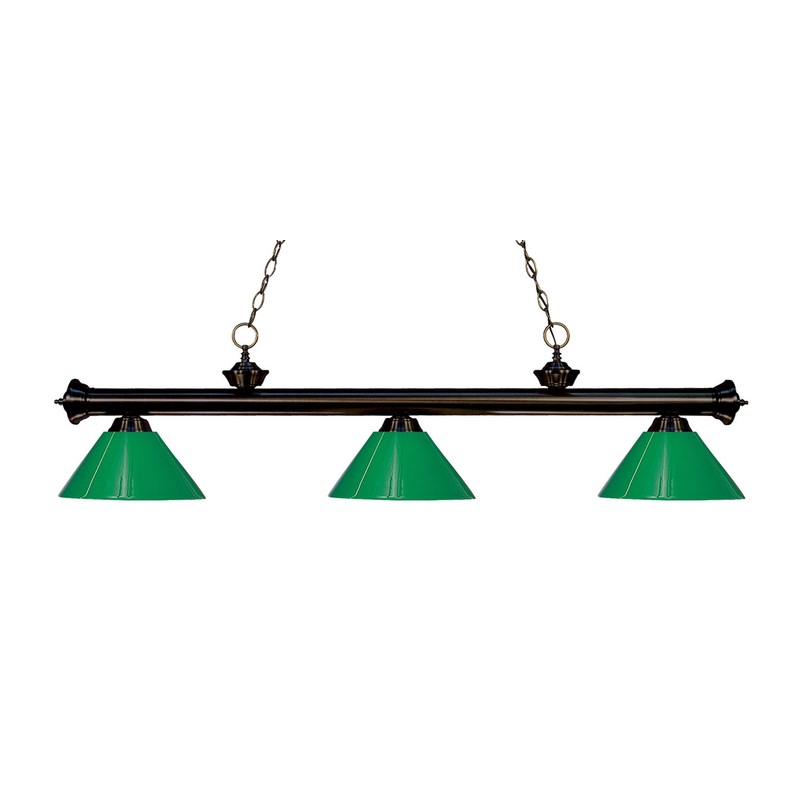 Z-Lite 200-3BRZ-PGR Riviera Three Light Island Pendant, Bronze