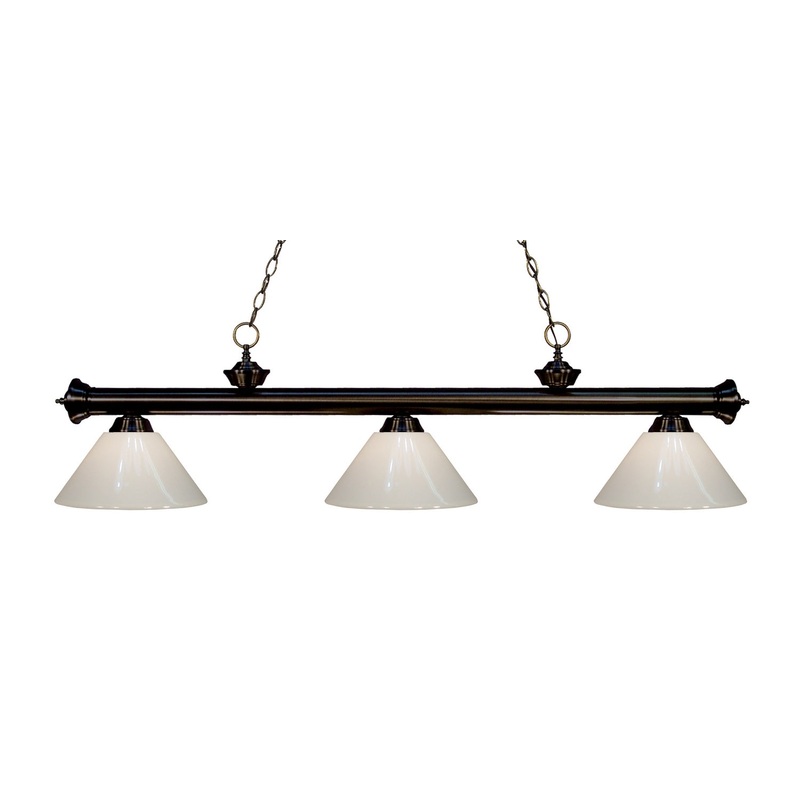 Z-Lite 200-3BRZ-PWH Riviera Three Light Island Pendant, Bronze