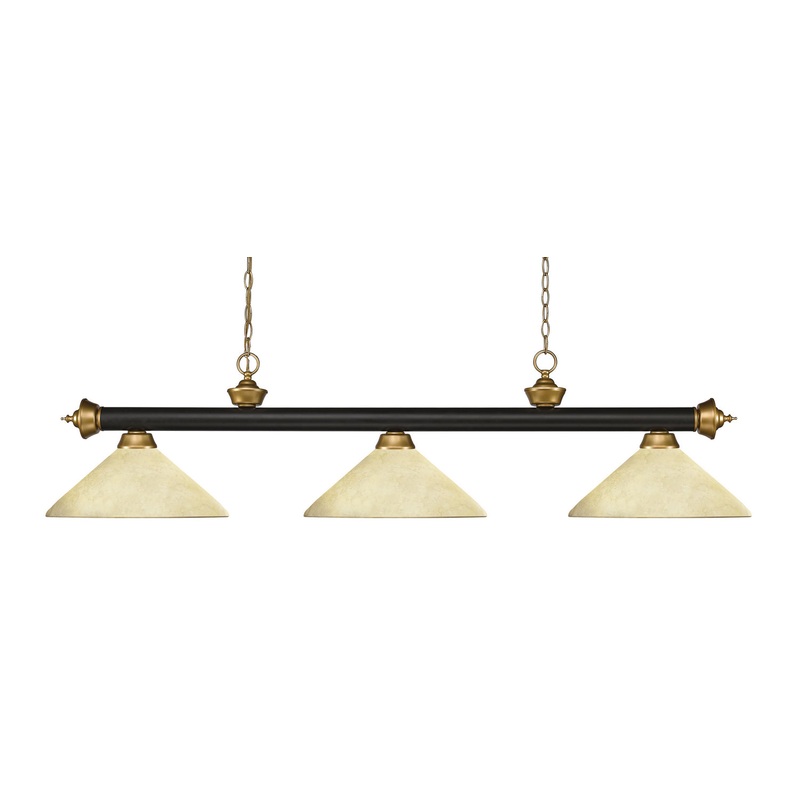 Z-Lite 200-3BRZ+SG-AGM14 Riviera Three Light Island Pendant, Bronze / Satin Gold