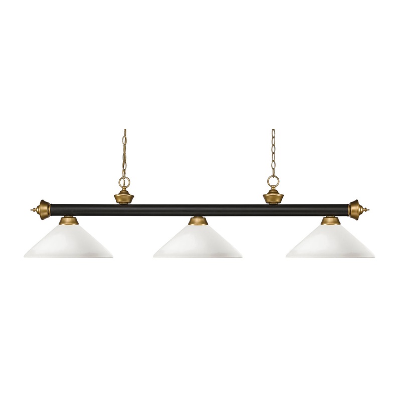 Z-Lite 200-3BRZ+SG-AMO14 Riviera Three Light Island Pendant, Bronze / Satin Gold