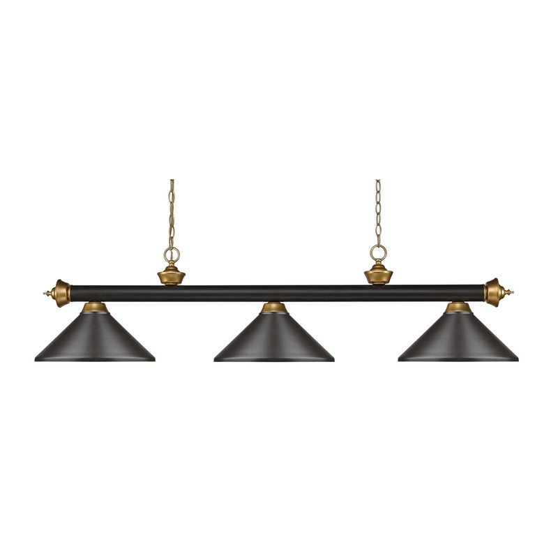 Z-Lite 200-3BRZ+SG-MBRZ Riviera Three Light Island Pendant, Bronze / Satin Gold