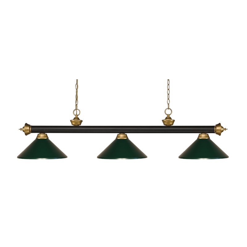 Z-Lite 200-3BRZ+SG-MDG Riviera Three Light Island Pendant, Bronze / Satin Gold