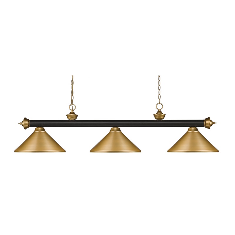 Z-Lite 200-3BRZ+SG-MSG Riviera Three Light Island Pendant, Bronze / Satin Gold