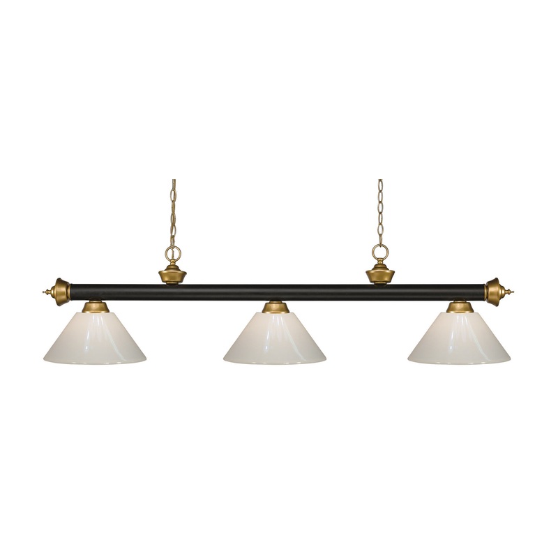 Z-Lite 200-3BRZ+SG-PWH Riviera Three Light Island Pendant, Bronze / Satin Gold