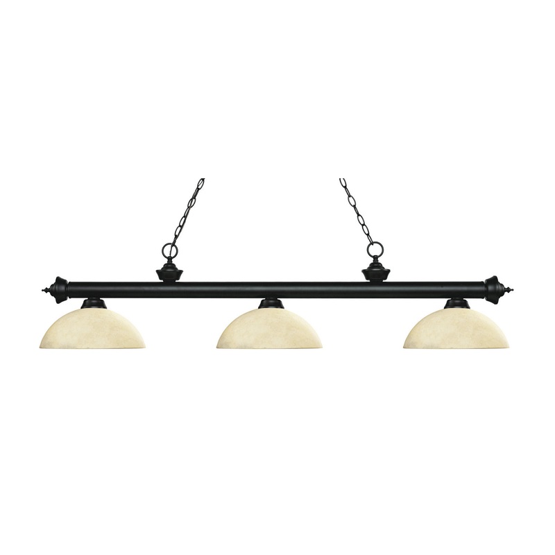 Z-Lite 200-3MB-DGM14 Riviera Three Light Island Pendant, Matte Black
