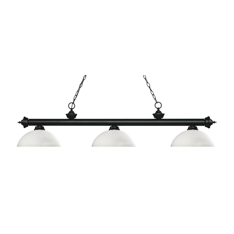 Z-Lite 200-3MB-DMO14 Riviera Three Light Island Pendant, Matte Black